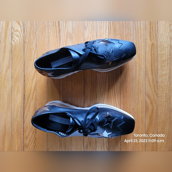 Stella McCartney Elyse stars platform leather cut-out square toe lace up shoes - Picture 4 of 7